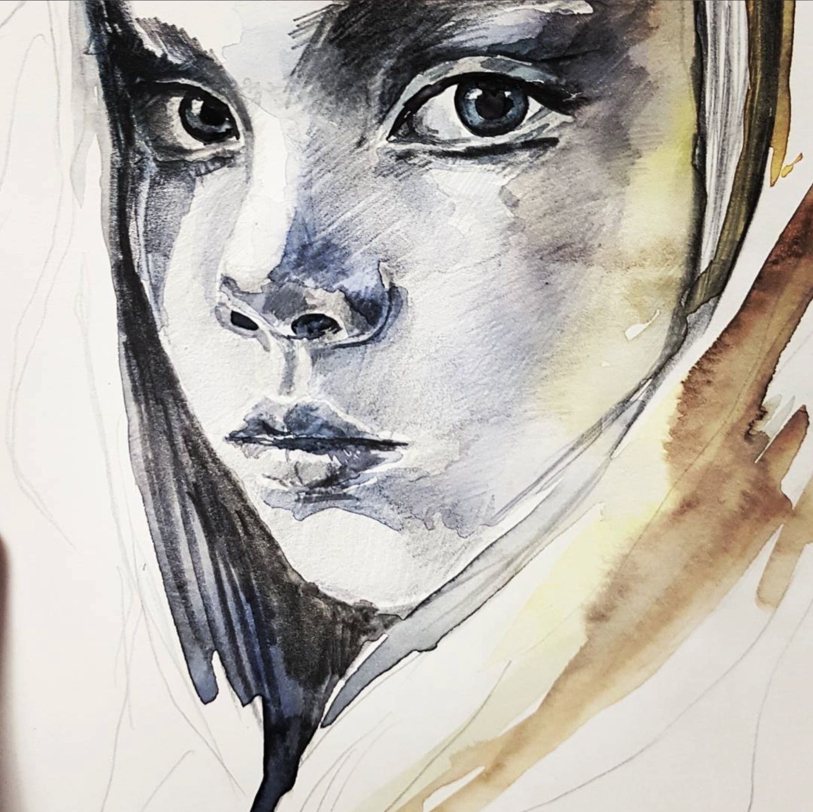 Watercolor portrait study